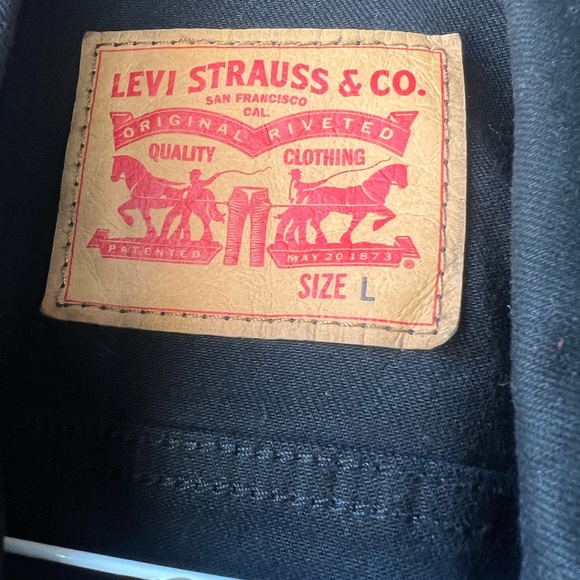 CLEAN Levis size Large Denim Trucker Jacket Black - Picture 4 of 5